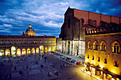 San Petronio s cathedral and Palazzo dei Notai at Piazza Maggiore. Bologna. Italy