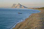 Rock of Gibraltar (UK) and town of Línea de la Concepción. Cádiz province, Andalusia, Spain