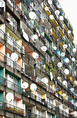 Facade of a apartment house at street Pallasstrasse, Berlin, Germany