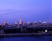 Manhattan bridge & midtown skyline, Manhattan, New York, USA