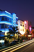 Street scene, Cafes & bars, Ocean drive, Miami beach, Florida, USA.