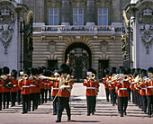 Military brass band parade, Changing the guard, Buckingham palace, London, England, UK