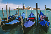 Gondolas, San Giorgio Maggiore in background. Venice. Italy