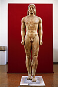 Archaic Greek kouros figure in the National Archaelogical Museum of Athens. Greece