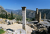 Pillar of Prusias II at the Sanctuary of Apollo (4th century B.C.), Mount Parnassus, Delphi. Greece