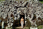 Goa Gajah (Elephant Cave), Carving representing the mouth of a demon. Bedulu Village, Bali, Indonesia