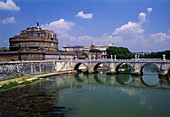 Castel Sant Angelo and bridge on Tiber River, Rome. Lazio, Italy