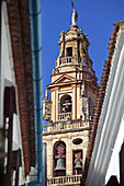 Street and Minaret tower of the Great Mosque, Córdoba. Andalusia, Spain