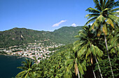 Soufrière town built in 1713. Saint Lucia