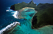 Lord Howe Island, Luftaufnahme von North Bay, Mt. Eliza und North Passage, Australien