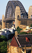Blick von Observatory Hill über The Rocks zur Hafenbrücke, Harbour Bridge, Sydney, New South Wales, Australien