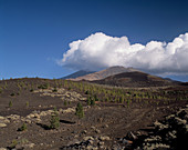 Spain, Tenerife, Canary Islands, Las Cañadas del Teide National Park, volcanic, Pico de Teide, cloudy sky