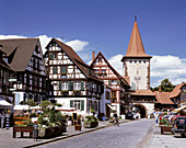 Germany, Gengenbach, Kinzig Valley, Baden-Württemberg, half-timbered houses, Upper Gate, town gate