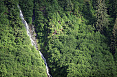 Baranof Island detail of waterfall in rain forest in Southeast Alaska, USA