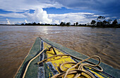 On a canoe in the Amazone river. Amazonia. Peru