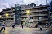 Playing football at school. Barcelona. Spain