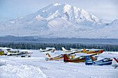 Winter airport. North Alaska, USA