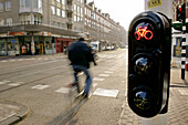 Traffic light for biker. Amsterdam. Holland.