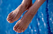 Adult, Adults, Barefeet, Barefoot, Bathe, Bathes, Bathing, Beauty, Beauty Care, Body, Body care, Body part, Body parts, Close up, Close-up, Closeup, Color, Colour, Contemporary, Daytime, Drop, Droplet, Droplets, Drops, Exterior, Feet, Female, Foot, Fresh,