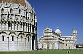 Baptistery, cathedral and leaning tower, Pisa. Tuscany, Italy