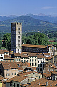 Basilica of San Frediano and old town, Lucca. Tuscany, Italy