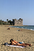 Beach and castle, Santa Severa. Lazio, Italy