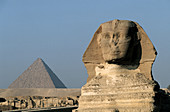 Pyramid of Menkaure and sphinx at Giza. Egypt