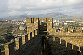 Genoese fortress on the top of Krepostnaya mountain, Sudak. Crimea, Ukraine