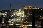 View from Calton Hill. Bank of Scotland. Edinburgh castle. Edinburgh. Scotland. UK.