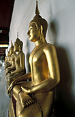 Buddhas on the main Bot (sanctuary). Wat Yai Suwannaram. Phetchaburi. Thailand