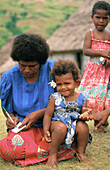 Fijian mother and baby. Navala. Viti Levu. Fiji
