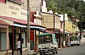 Storefronts in the town of Levuka in Ovalu island. Fiji