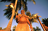 Man in Fijian traditional costume. Denarau. Viti Levu. Fiji