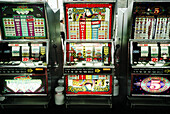 Casino slot machines at airport terminal. Las Vegas. Nevada. USA