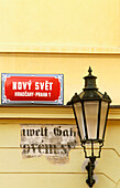 Area sign. Novy Svet neighbourhood. Hradcany. Prague. Central Bohemia. Czech Republic