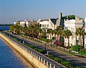 Aerial view of ante bellum houses at East Battery. Charleston. South Carolina, USA