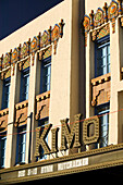Building detail of the historic KiMo Theatre on Central Avenue, Route 66. Albuquerque. New Mexico, USA