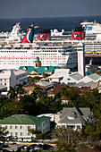 Bahamas, New Providence Island, Nassau: City View and Cruiseships from Water Tower