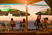 Turks & Caicos, Grand Turk Island, Cockburn Town: Water s Edge Cafe. Deck View at dusk