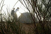 Couple with tent, Adventure contest, Djebel Tembaine, Tunisia