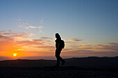 Silhouette of a woman hiking, Paarl Rock, Paarl Mountain, South Africa, Africa, mr