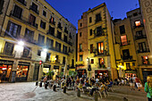Barcelona,Plaza de Santa Maria in Ribera,Barcelona La Ribera,Plaza de Santa Maria,street cafes in the evening