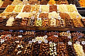 Barcelona,market hall La Boqueria,Pralines,Sweets,Nuts