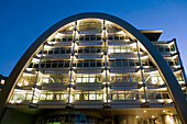 Berlin stock exchange modern architecture at twilight