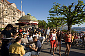 Switzerland Zuerich, lake promenade , people , Pumpy bar, street cafe