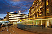 Switzerland, Zurich, credit suisse, bank UBS Bahnhofstrasse, Paradeplatz, Tram