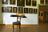 Gleimhaus, Gleim's chair for writing, portrait collection, Halberstadt, Harz Mountains, Germany