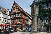 Quedlinburg, Marktplatz, Rathaus, Marktkirche, Münzenberger, Musikanten, Fachwerkhäuser, Harz, Sachsen-Anhalt, Harz