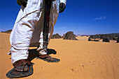 Tuareg foot at fore. Sahara desert. Algeria