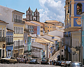 Restored facades at the Pelourinho (historical center). Salvador da Bahia. Brazil